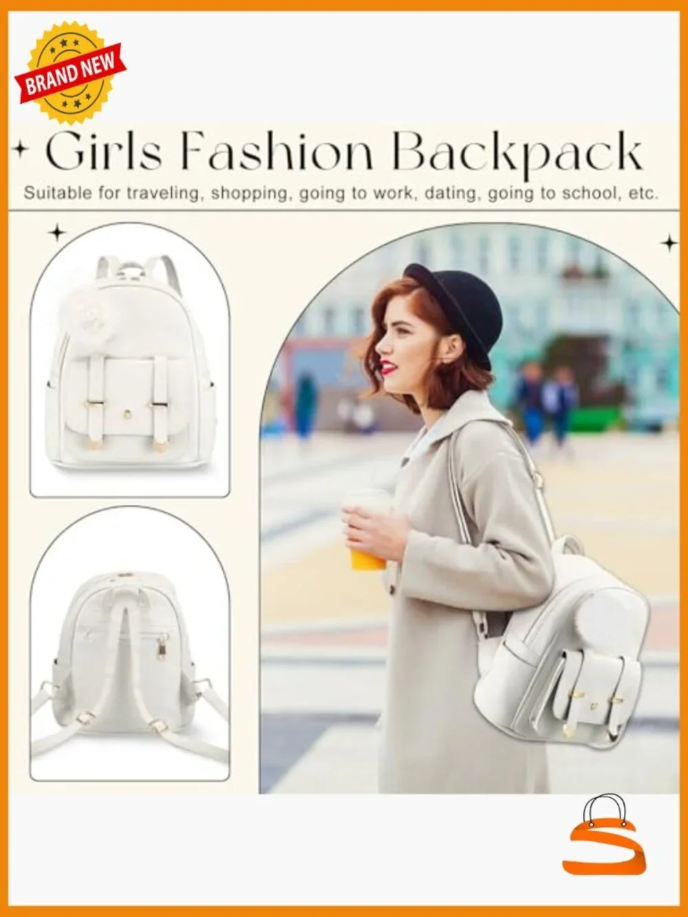 6pcs Mini PU Leather Backpack Purse Set Crossbody Wallet Set